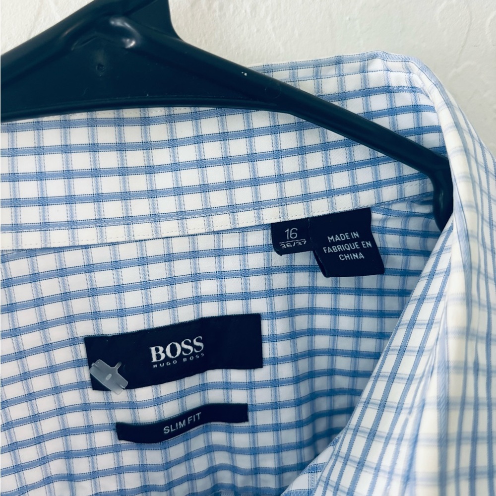 Hugo Boss Blue Checkered Men's Shirt - Picture 5 of 7